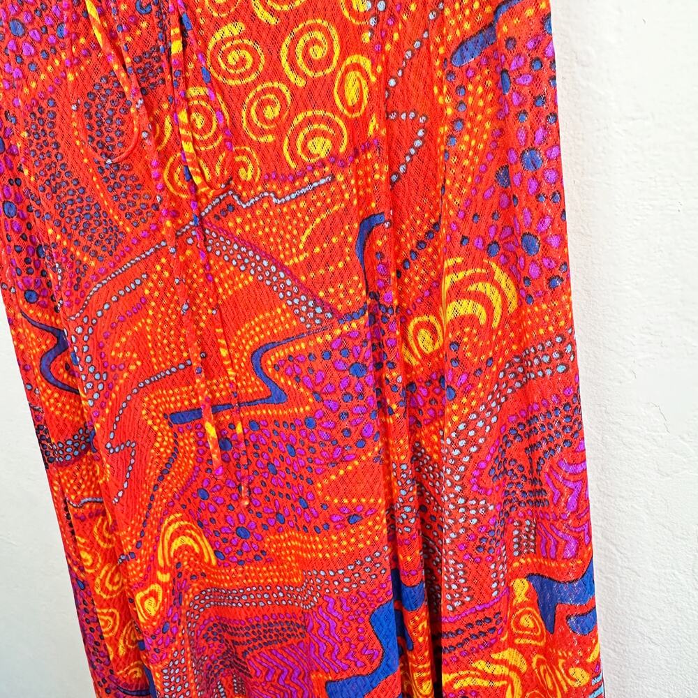 Vintage Olga Nylon Sheer Psychedelic Mesh Maxi Nightgown Dress Swim Cover Up - Picture 10 of 14